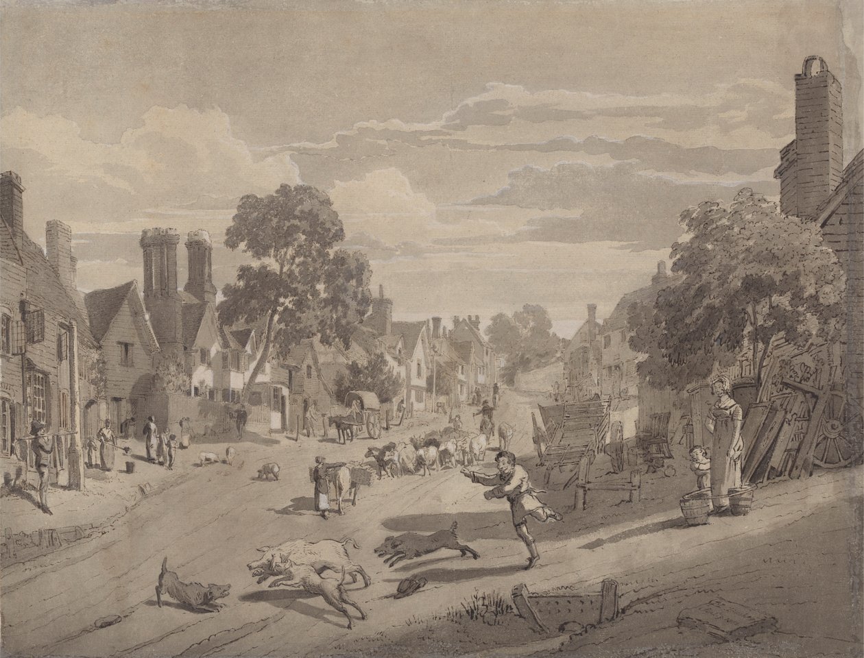 High Street ved Bushey, Hertfordshire af Henry Monro