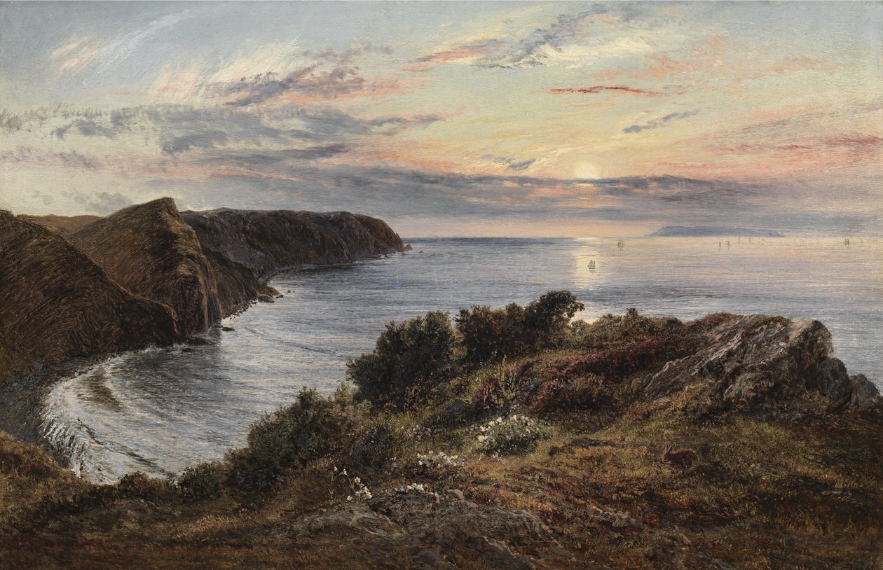 På tværs af Shipload Bay til Lundy Island, North Devon, 1859 af Henry Moore