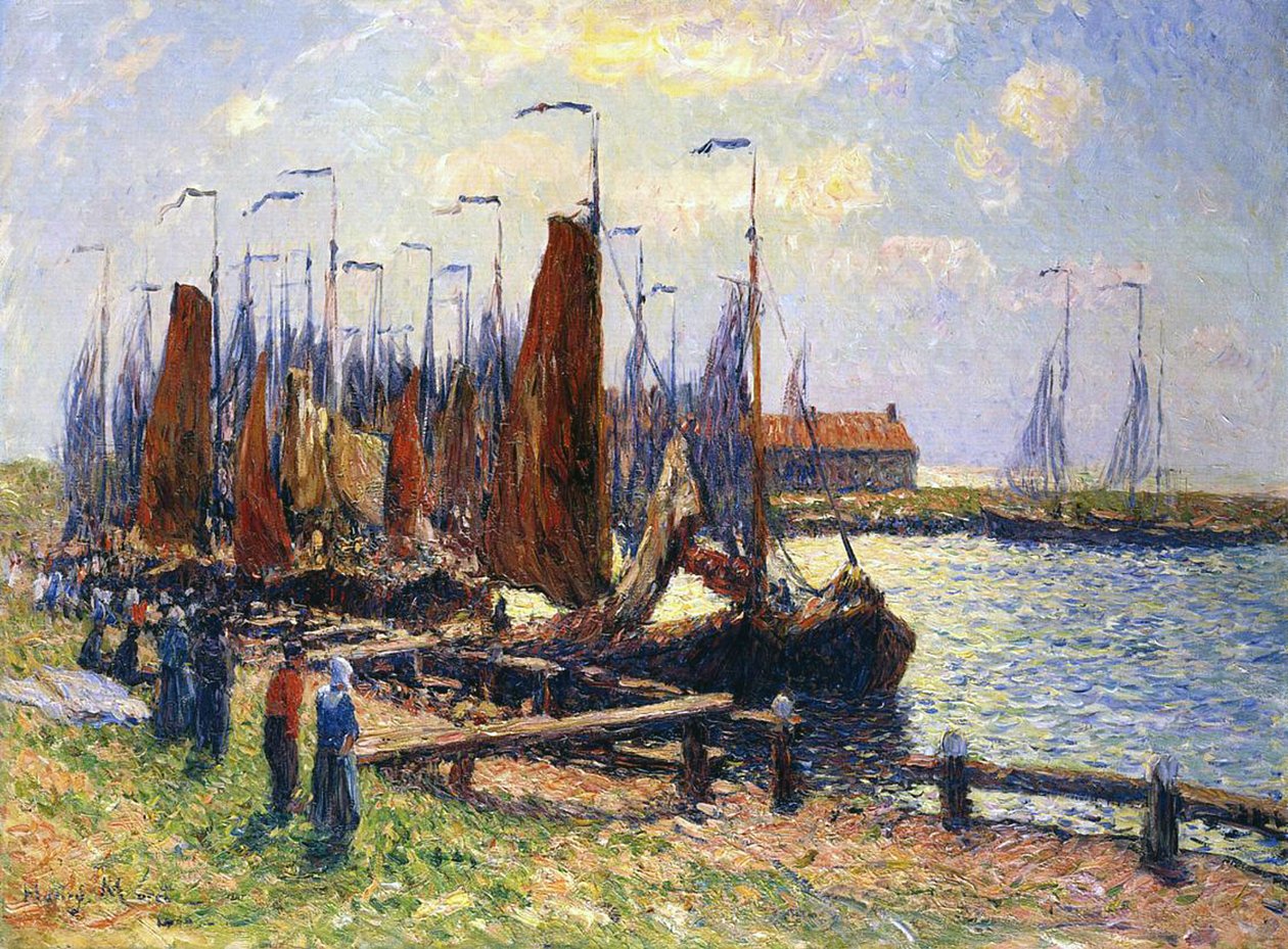 Havnen i Volendam, Holland, 1900 af Henry Moret