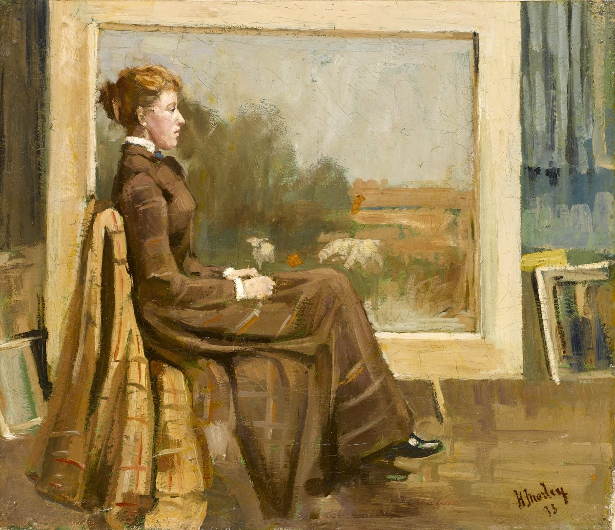Portræt af en dame, siddende er kunstnerens fremtidige hustru, 1893 af Henry Morley