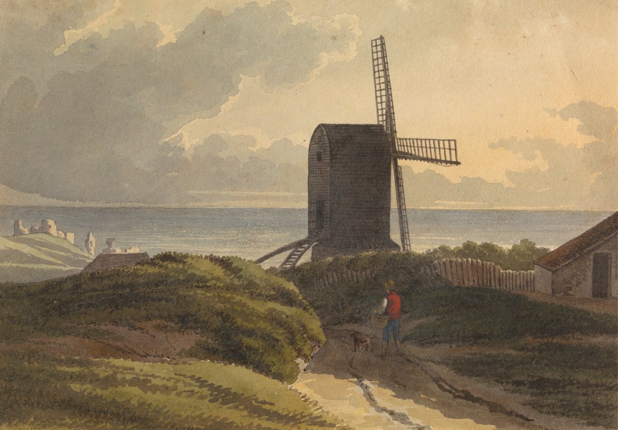 Vindmølle på havkysten nær Hastings af Henry Morton