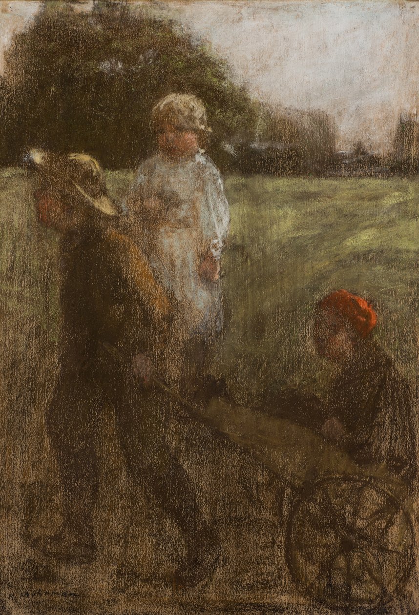 Børn med Barrow (pastel) af Henry Muhrmann