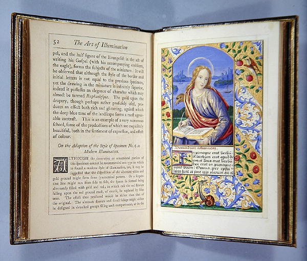 Side, der viser et portræt af St. John, fra The Art of Illumination and Missal Painting, London 1849 (wc & gouache på papir) (se 266779 for detaljer) af Henry Noel Humphreys