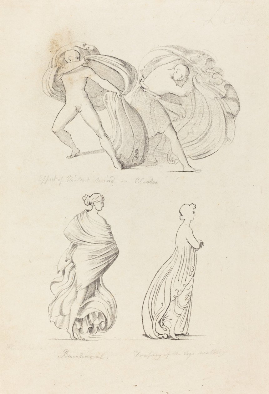 Draperi, tre figurer, en Bacchante og to fra naturen af Henry Noel Humphreys after John Flaxman