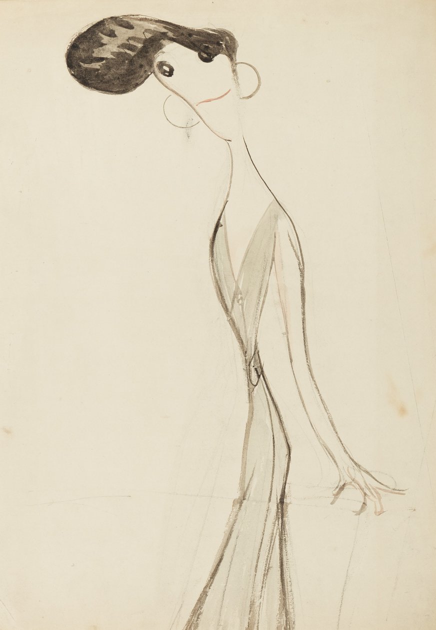 Irene Vanbrugh, studie til serien Stars of the Music Hall Stage, ca. 1908 (wc på papir) af Henry Ospovat