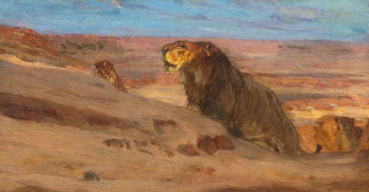 Løver i ørkenen, ca. 1897-1900. af Henry Ossawa Tanner