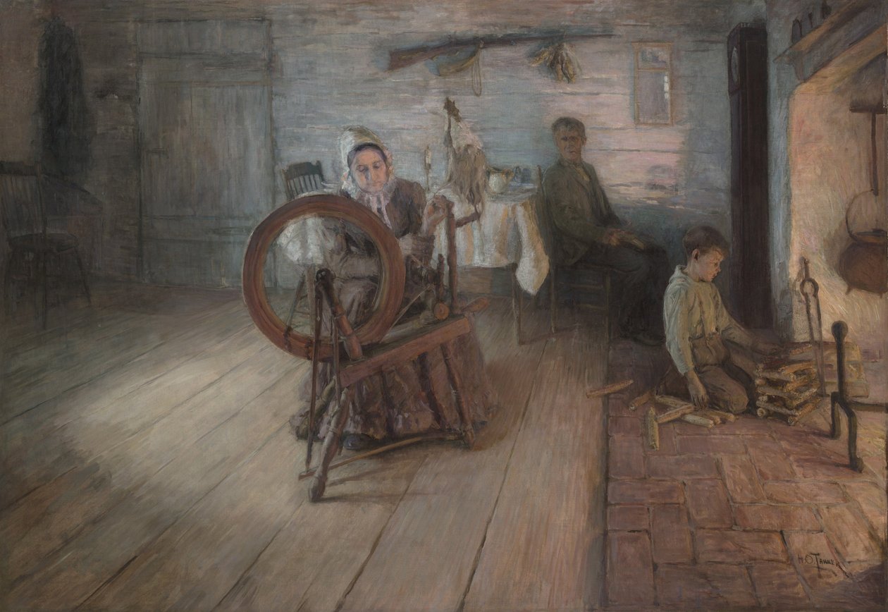 Spinning By Firelight – The Boyhood of George Washington Grey, 1894 af Henry Ossawa Tanner