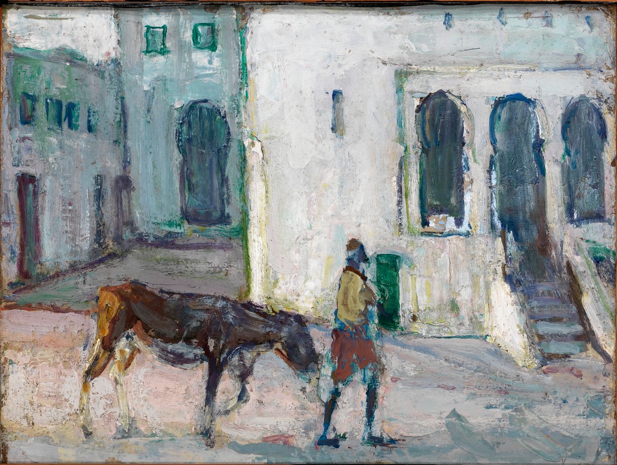 Gadebillede, Tanger (mand fører kalv) af Henry Ossawa Tanner