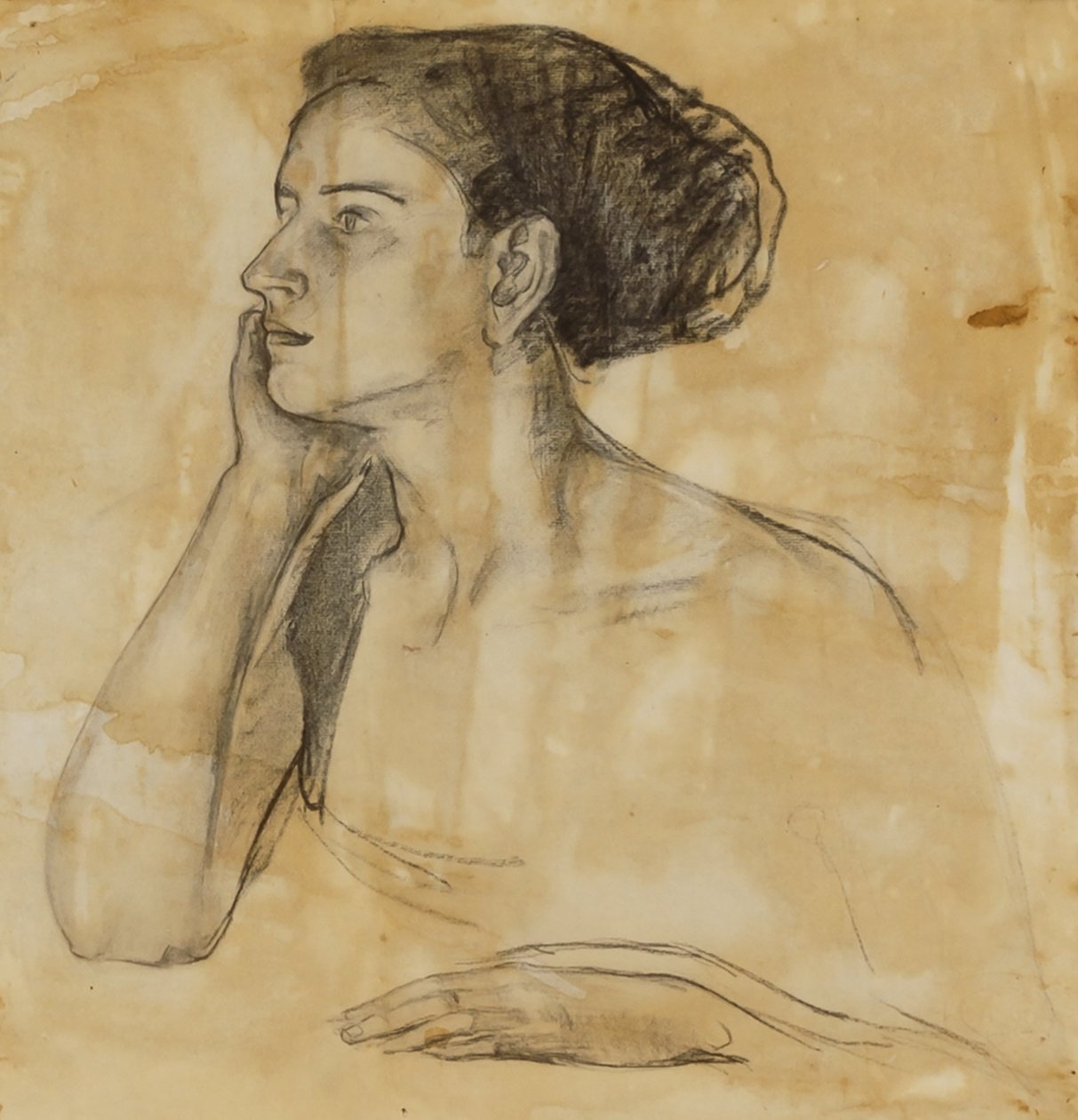 Studie til portræt af fru Atherton Curtis af Henry Ossawa Tanner