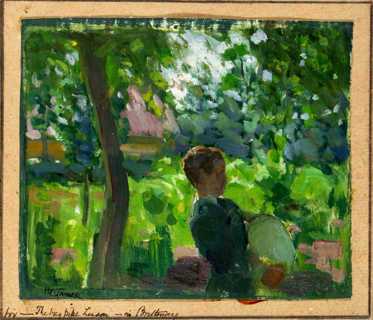 Studie til sækkepibeundervisningen, 1892. af Henry Ossawa Tanner