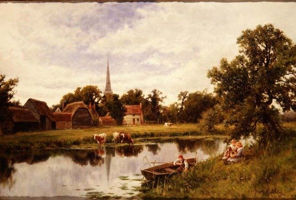 Landskab med gård og kvæg af Henry Parker