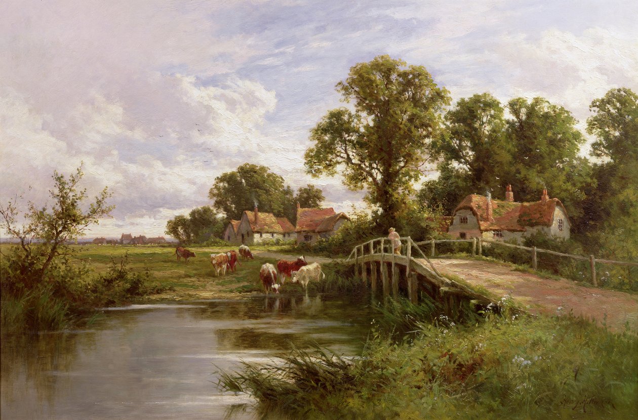 På Themsen nær Marlow (olie på lærred) af Henry Parker