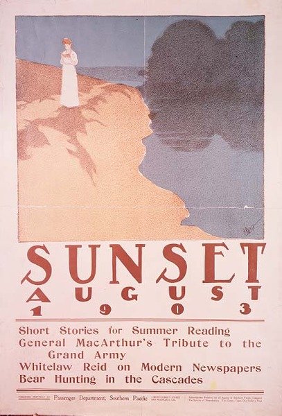 Forsideillustration til Sunset magazine, august 1903 (farve litografi) af Henry Patrick Raleigh