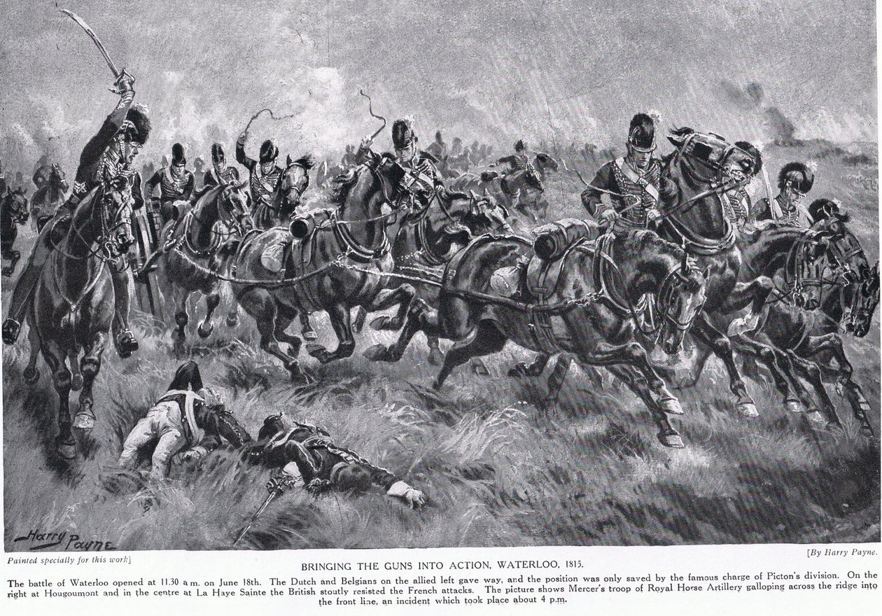 Bringer pistolerne i gang, Waterloo, illustration fra 