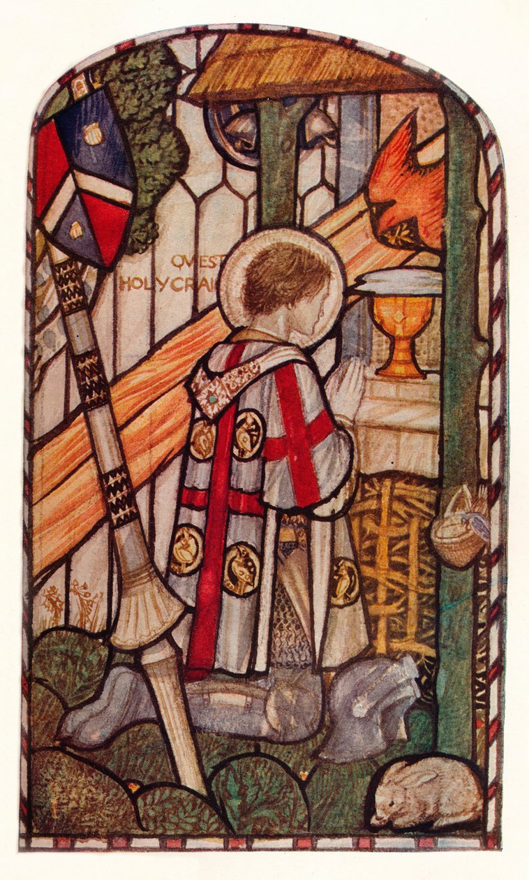 Sir Galahad. Design til et vindue i Kelvin-Side, Glasgow, c1914. af Henry Payne