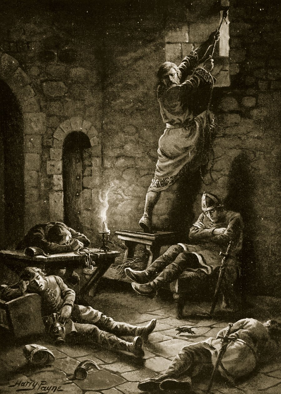 Ralph Flambards flugt fra tårnet, illustration fra 