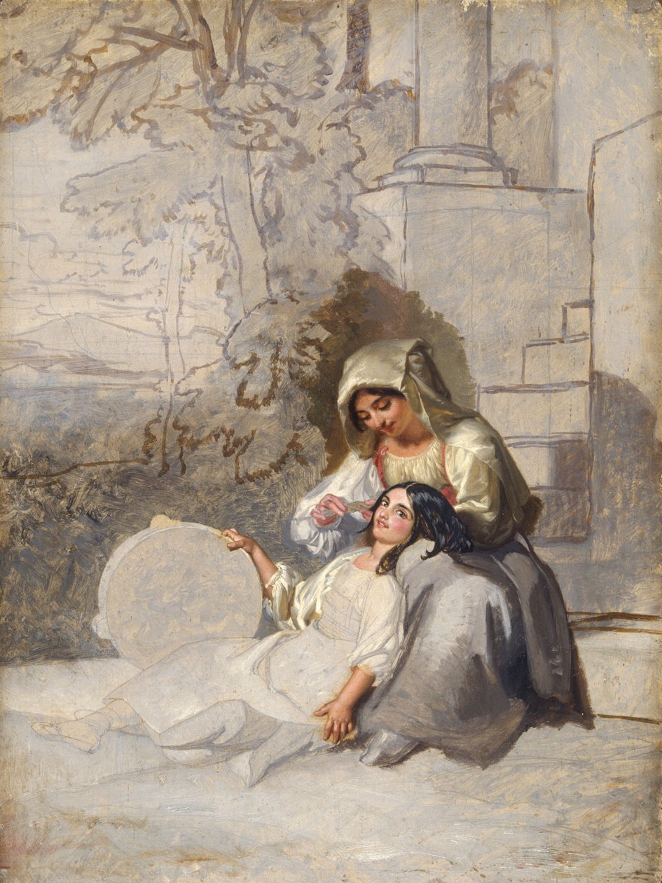 Italienske bønder (olie på lærred) af Henry Penry Williams