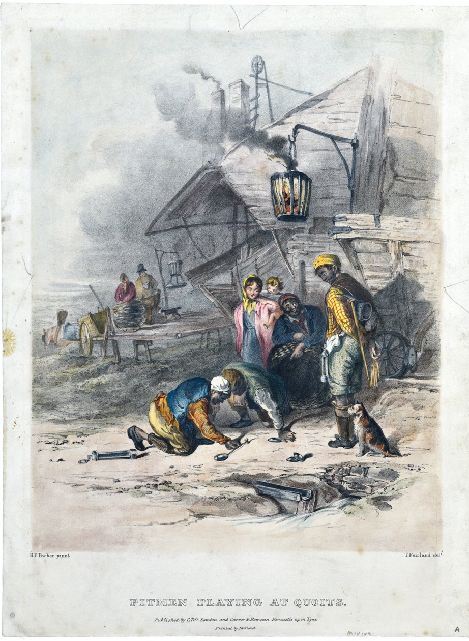 Pitmen, der spiller quit, ca. 1837 (håndkoloreret litho på papir) af Henry Perlee Parker