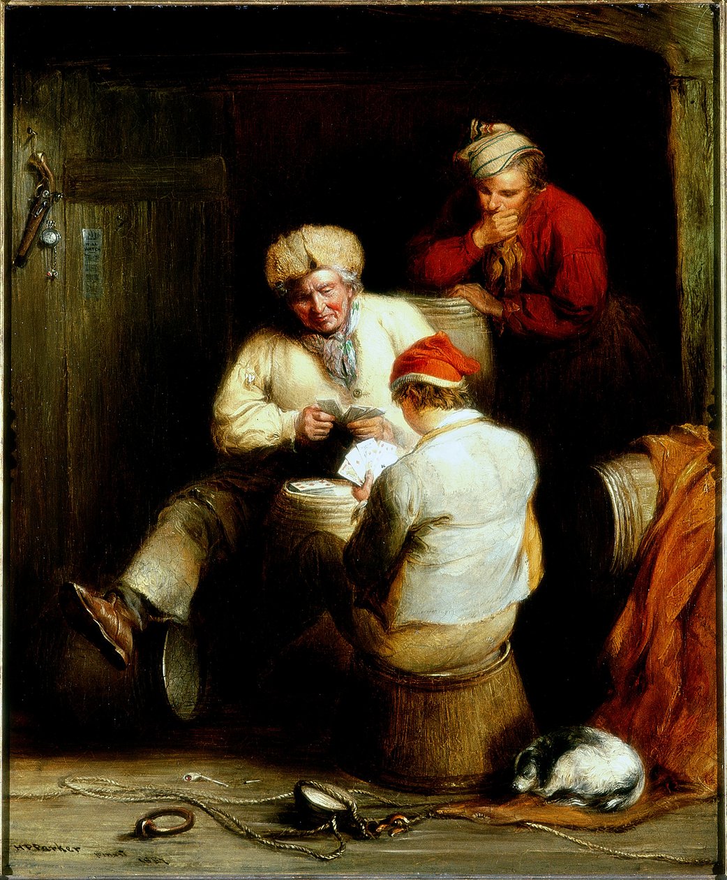 Smuglere spillekort (olie på lærred) af Henry Perlee Parker