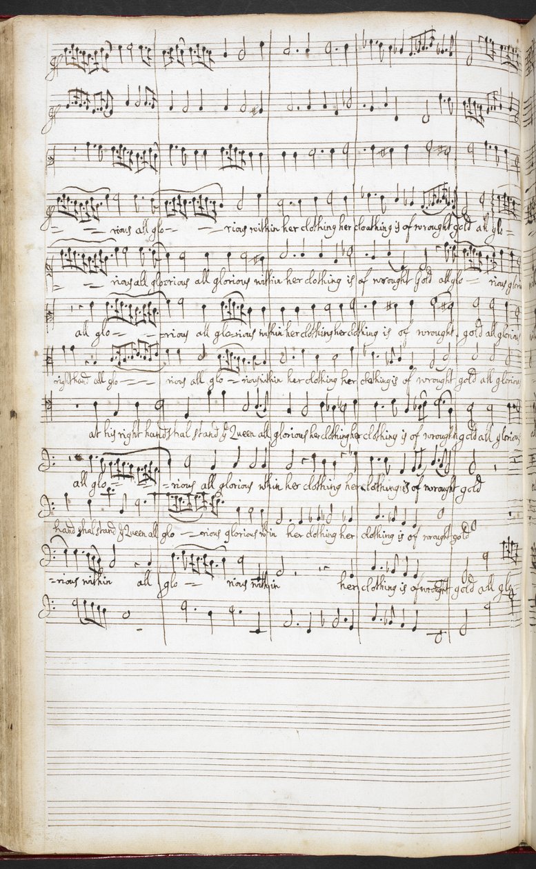 R.M.20.h.8 f.56v Autografmanuskript af hymner, velkomstsange og solosange, ca. 1680-90 (blæk på papir) af Henry Purcell