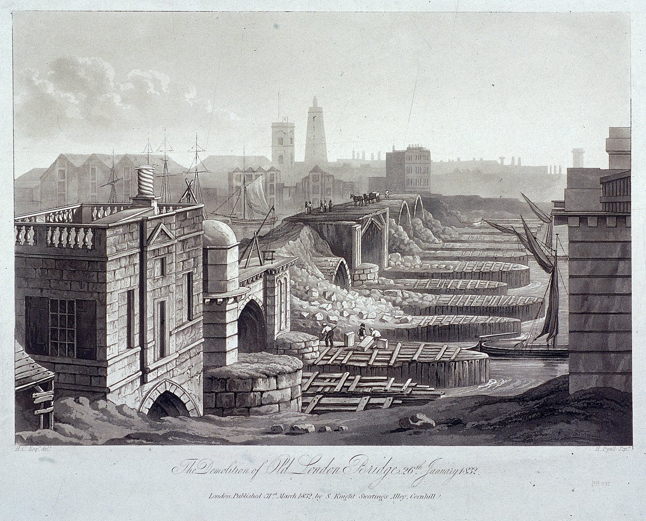 London Bridge old, London, 1832 af Henry Pyall
