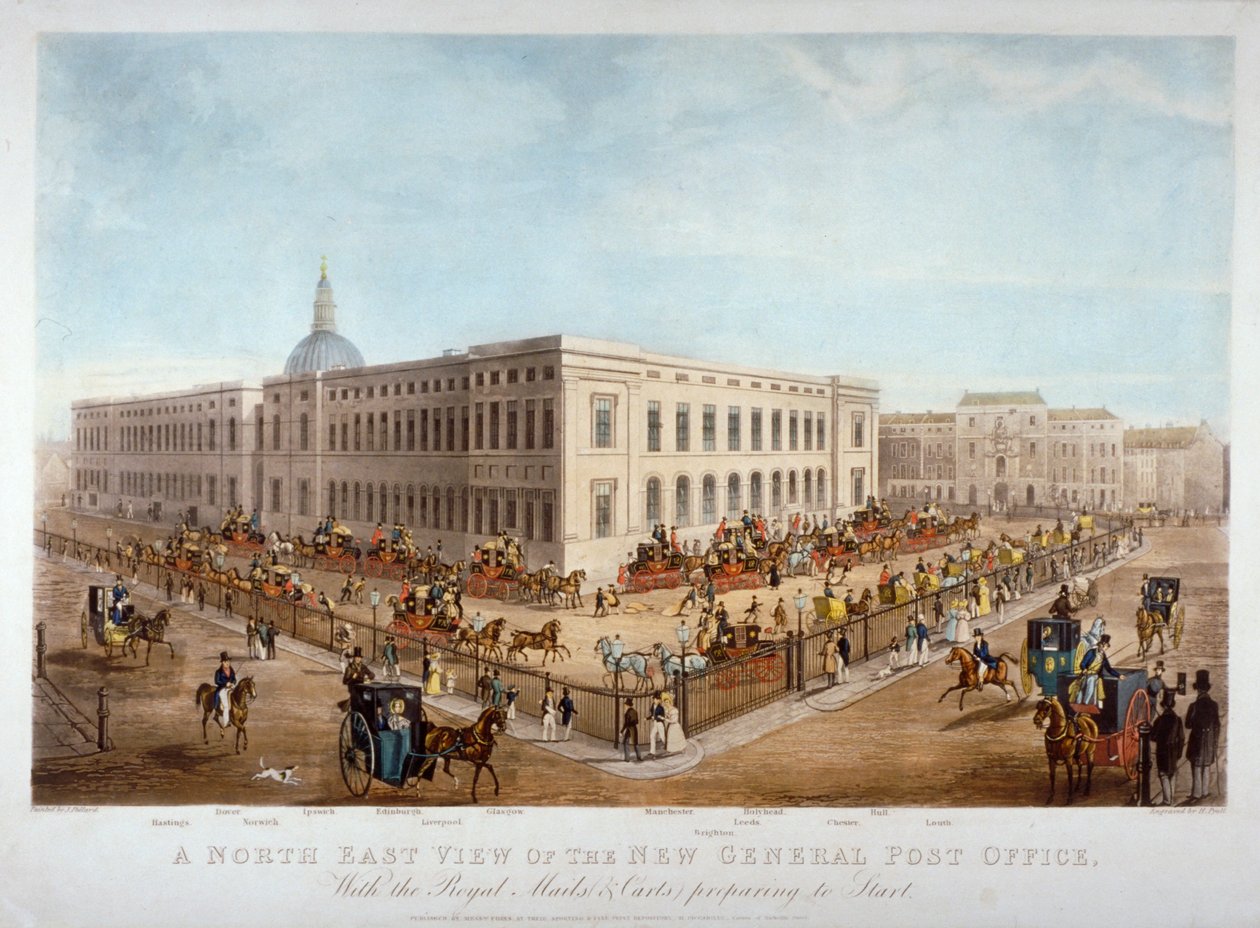 Det nye General Post Office, City of London, c1830 af Henry Pyall