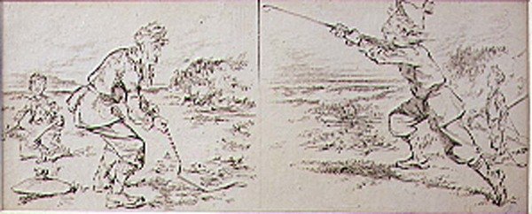 The Golfer Disturbed by a Windy Blast, illustration fra 