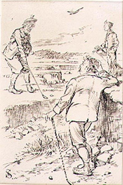 Den vindende golfspiller, illustration fra tidsskriftet "Graphic", udg. ca. 1870 (litografi) af Henry Sandercock