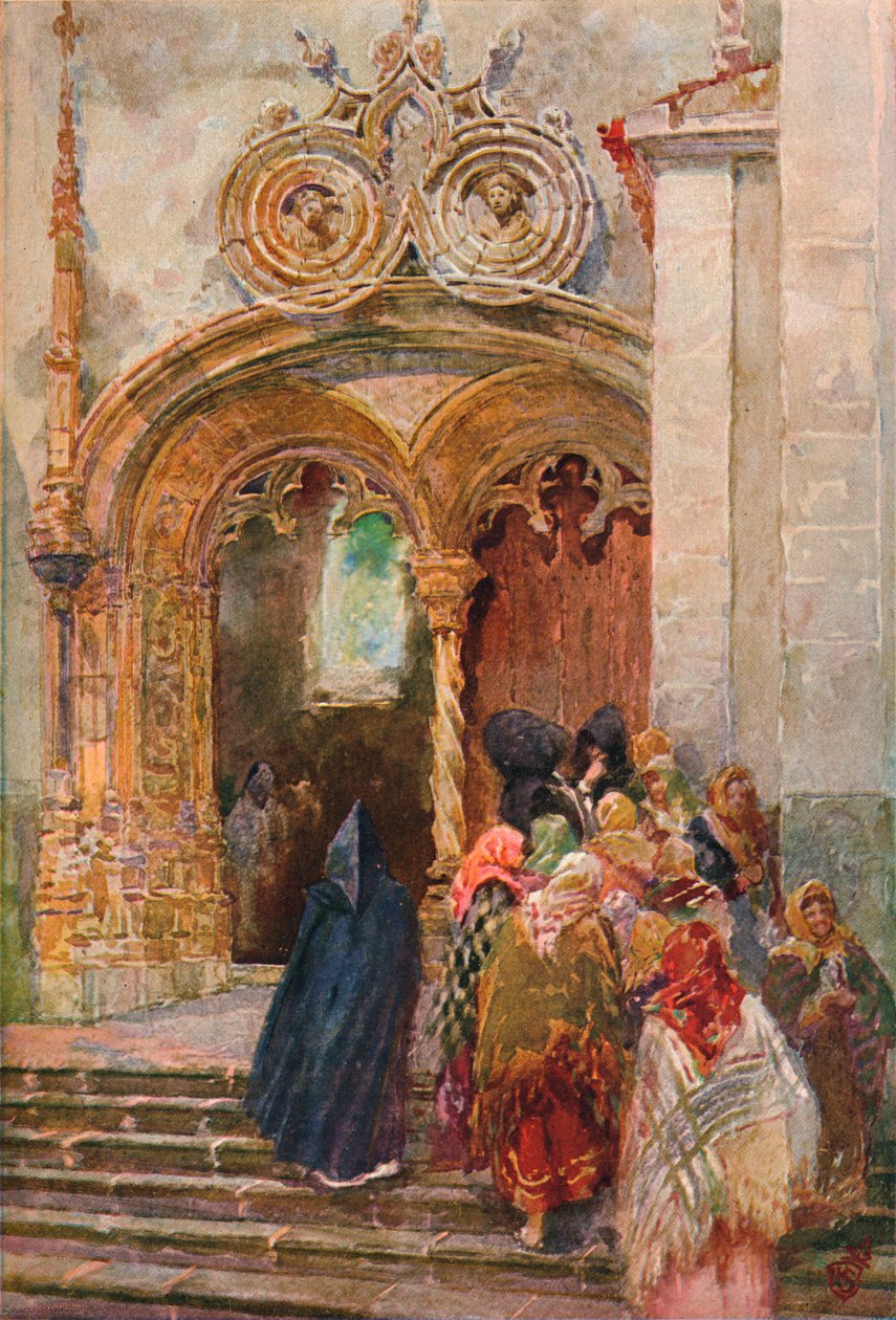 Syddøren til Matriz-kirken, Ponta Delgada, c1899 af Henry Sandham