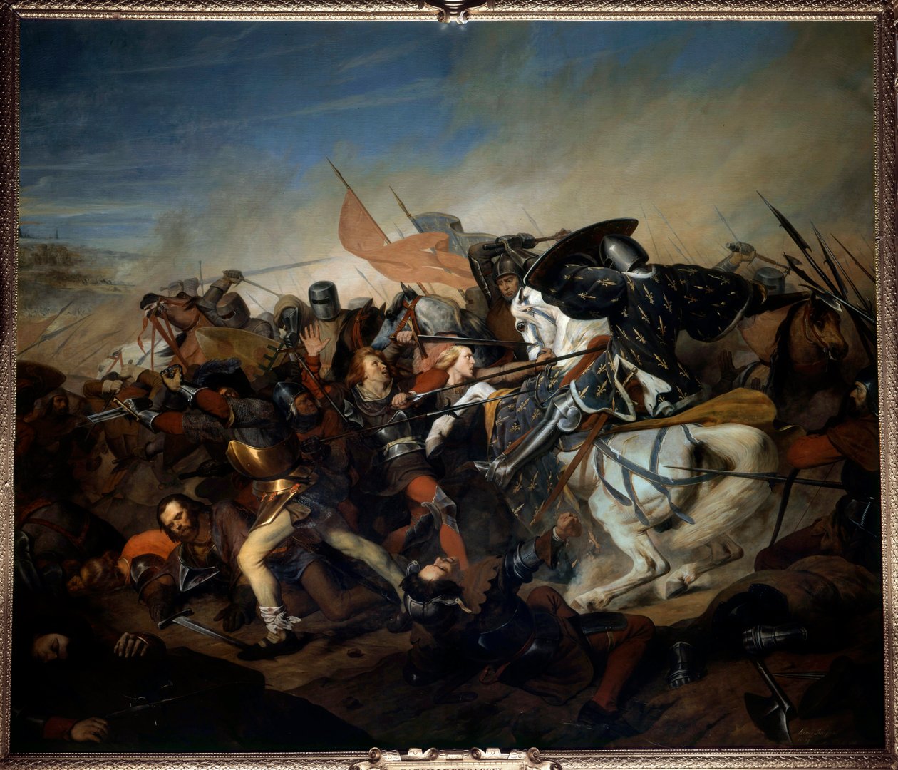 Udsigt over slaget ved Kassel den 23/08/1328, Filip VI af Valois sejr over den flamske hær Maleri af Henry Scheffer (1798-1862) 1837 søn. 4,65x5,43 m versailles, slottets museum af Henry Scheffer