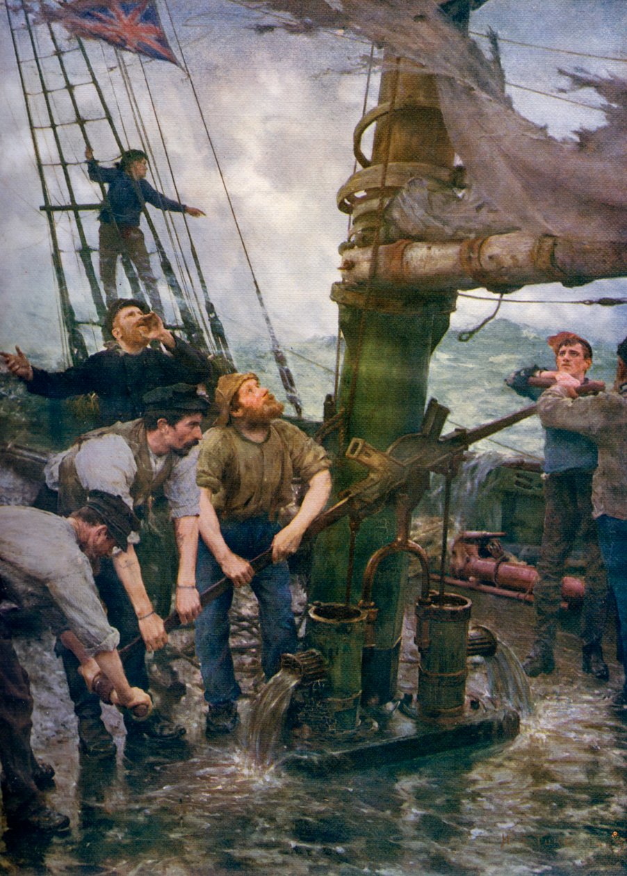 Alle hænder til pumperne, 1888-1889, 1912. af Henry Scott Tuke
