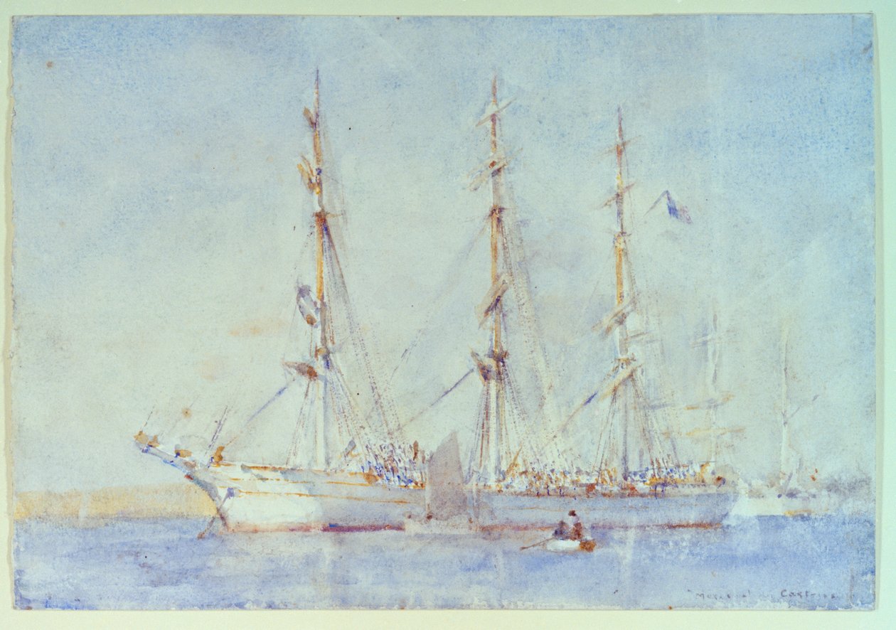 Det franske skib Marecual de Cashes [Mareschal de Cashes] ved Falmouth juli 1914, begyndelsen af det 20. århundrede (akvarel) af Henry Scott Tuke