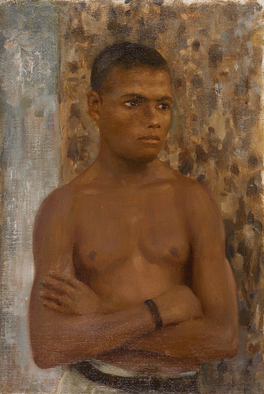 Half Length of Ralph, 1923 (olie på lærredsplade) af Henry Scott Tuke
