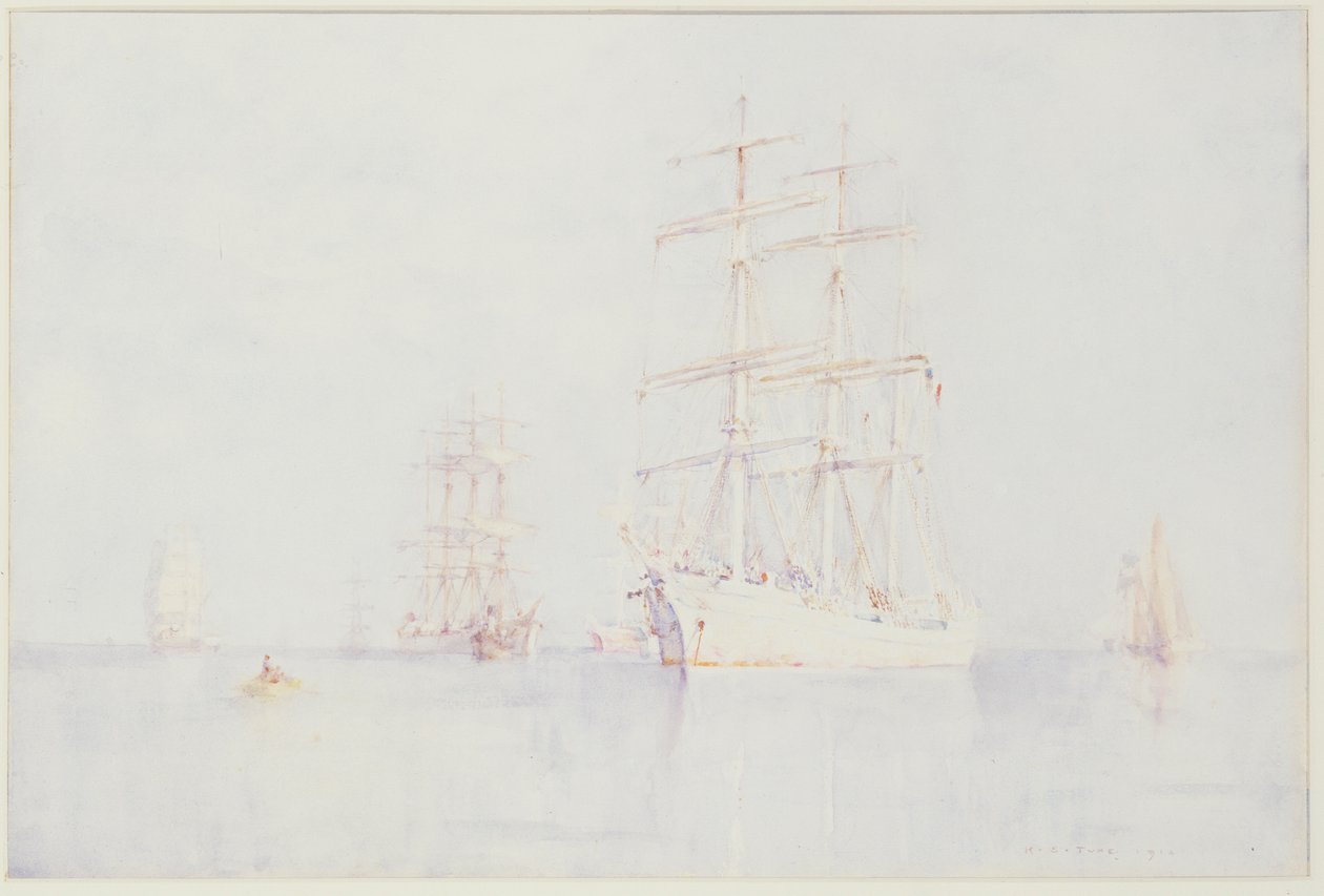 Fortøjet Clippers, 1914 af Henry Scott Tuke