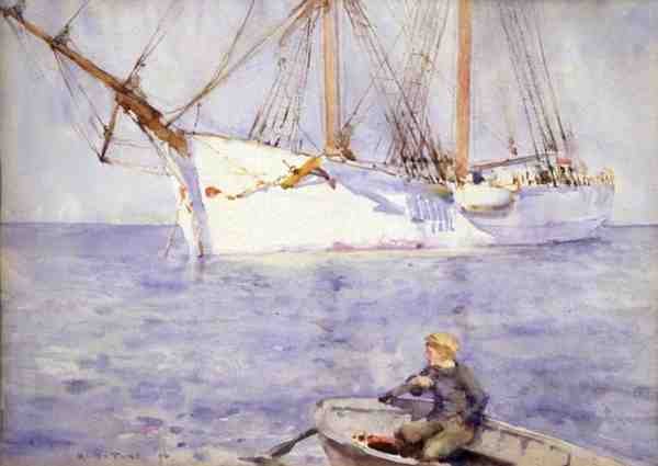 Solnedgangseffekt af Henry Scott Tuke