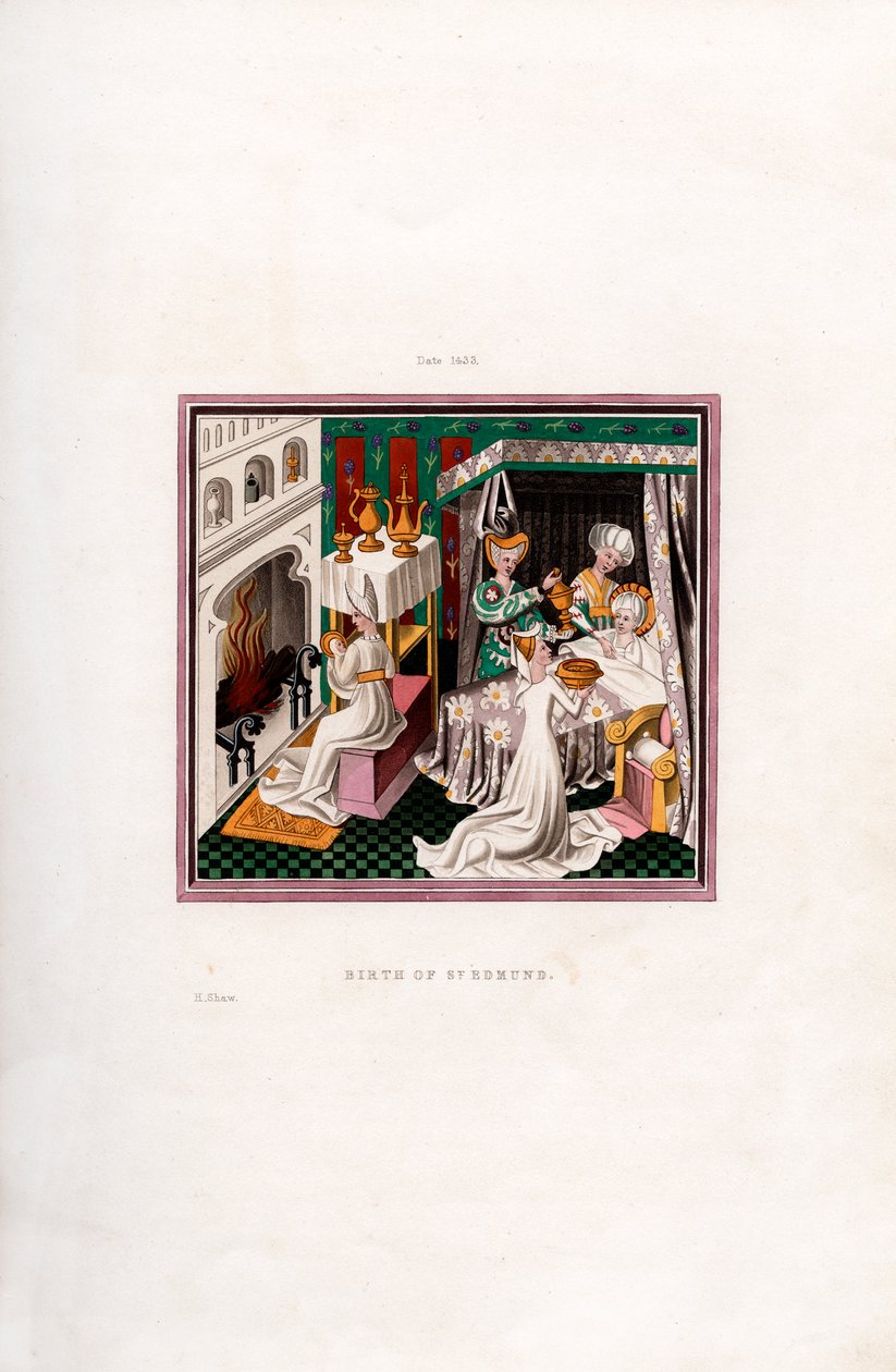 Fødsel af St Edmund, 1433, 1843. af Henry Shaw