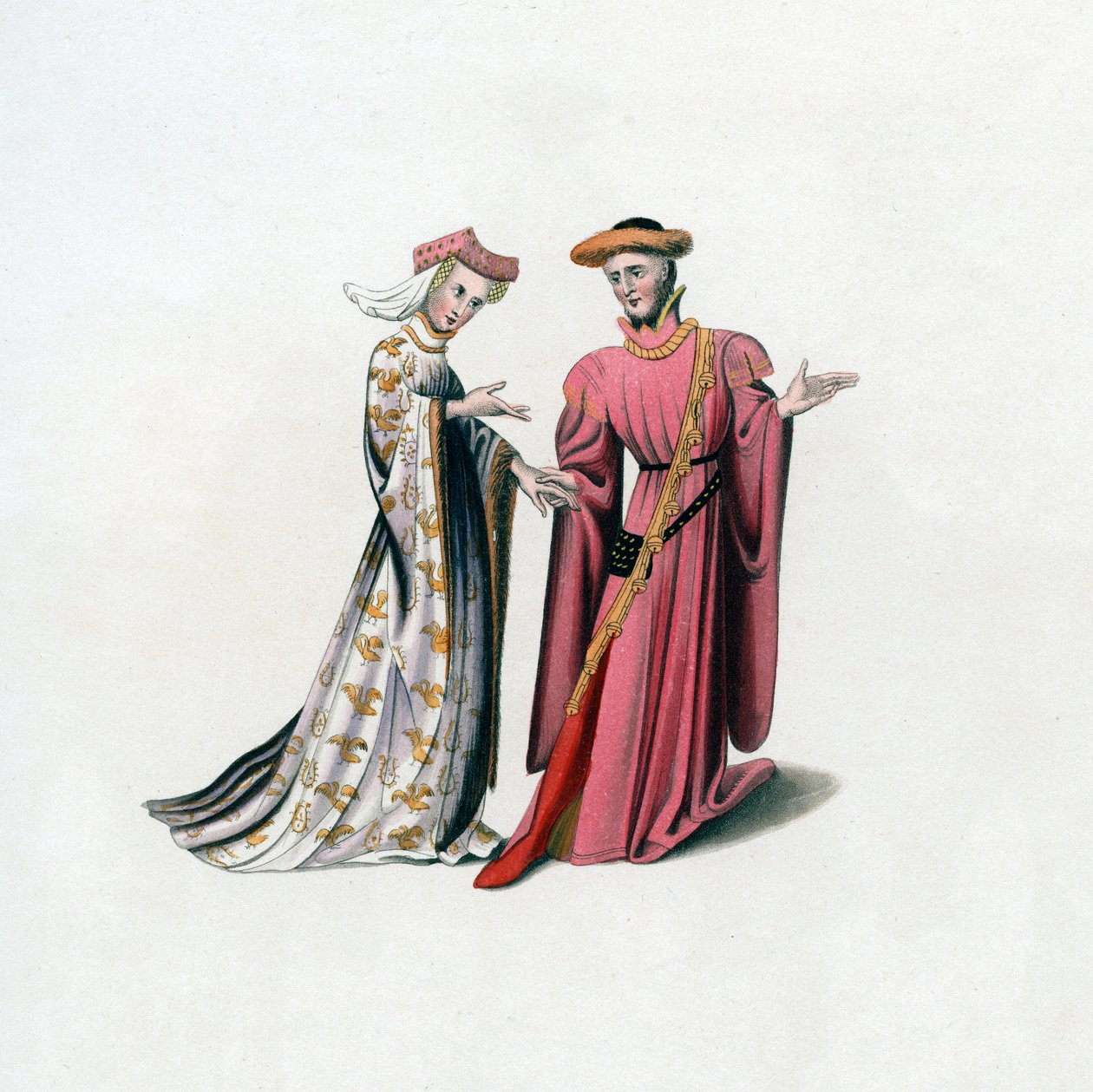 Hofdragt, 1300-tallet, 1843. af Henry Shaw