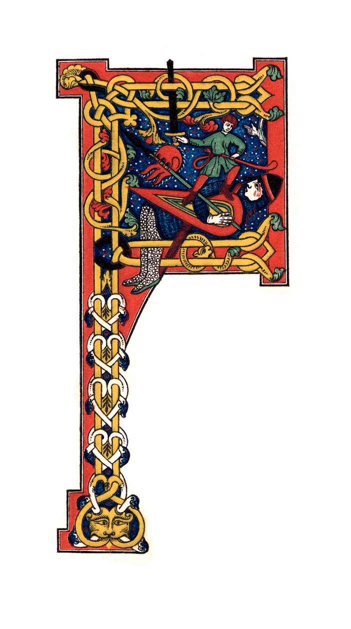 Forbogstav F, 1100-tallet, 1843. af Henry Shaw