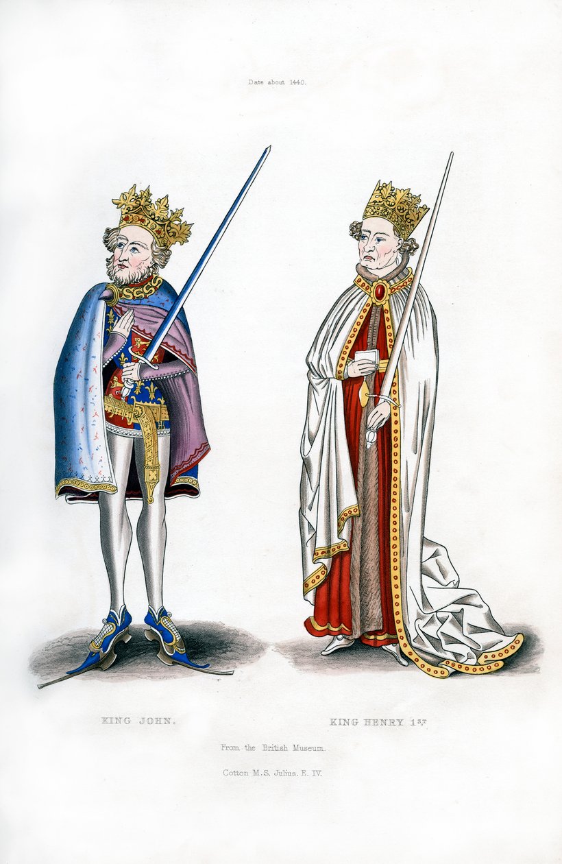 Kong John og Kong Henrik I, c1440, 1843. af Henry Shaw