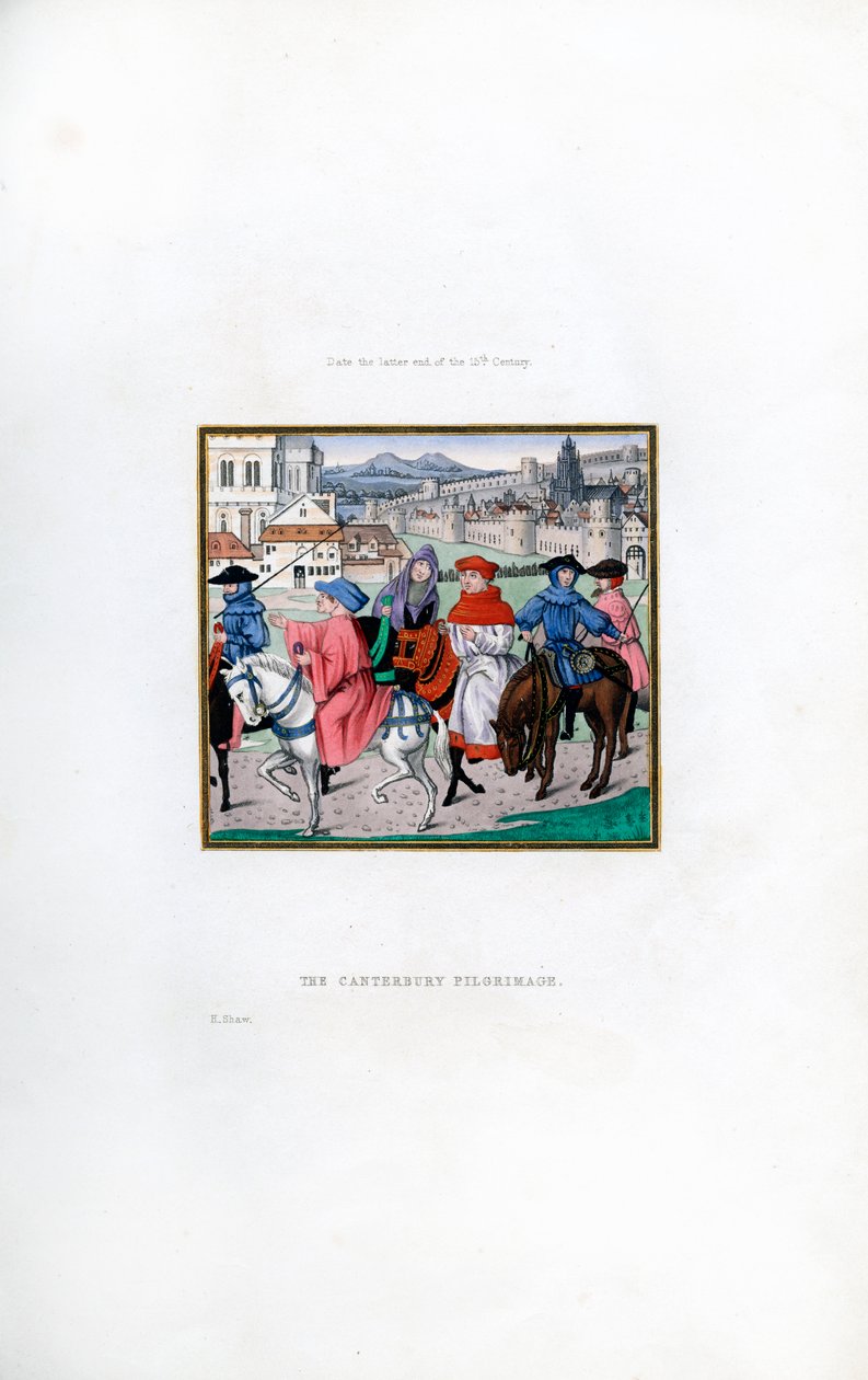 The Canterbury Pilgrimage, slutningen af det 15. århundrede, 1843. af Henry Shaw