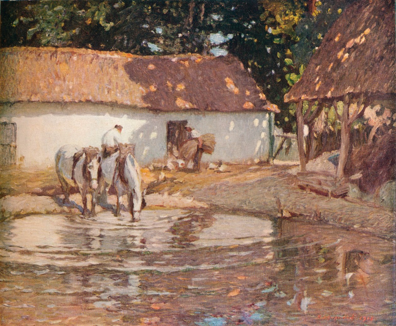 A Picardie Farmyard, c1900 af Henry Silkstone Hopwood