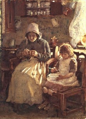 Bedstemor og barn, Yorkshire af Henry Silkstone Hopwood
