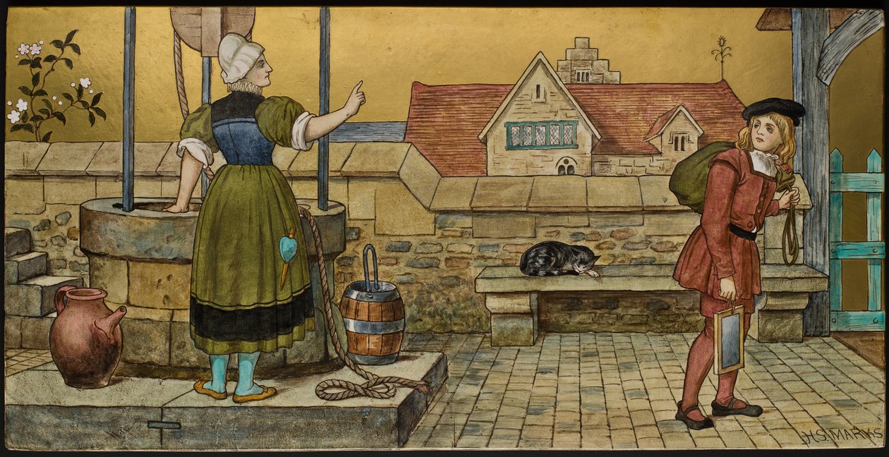 The Schoolboy, plakette, der viser en illustration fra Shakespeares Seven Ages, Minton ware, Staffordshire, 1874 (emaljeret fajance) af Henry Stacey after Marks