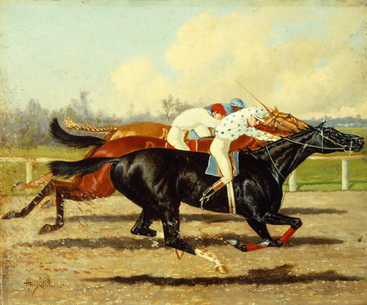 Galilee, Dobbins og Domino løber i Futurity Stakes, Belmont Park af Henry Stull
