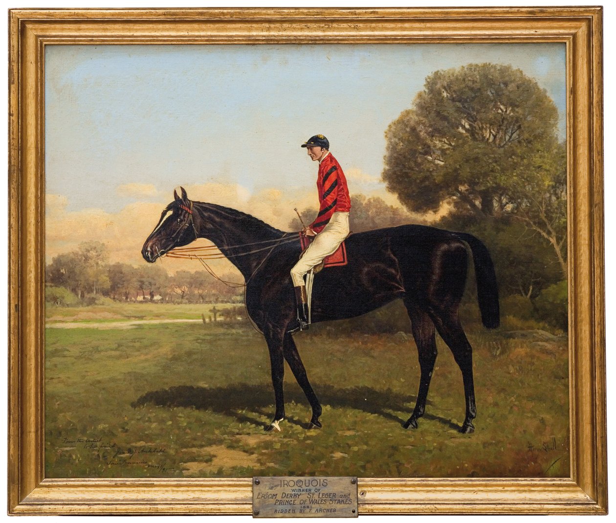 Iroquois med Fred Archer, vinder af Epsom Derby, St. Leger og Prince of Wales Stakes i 1881, 1895 af Henry Stull