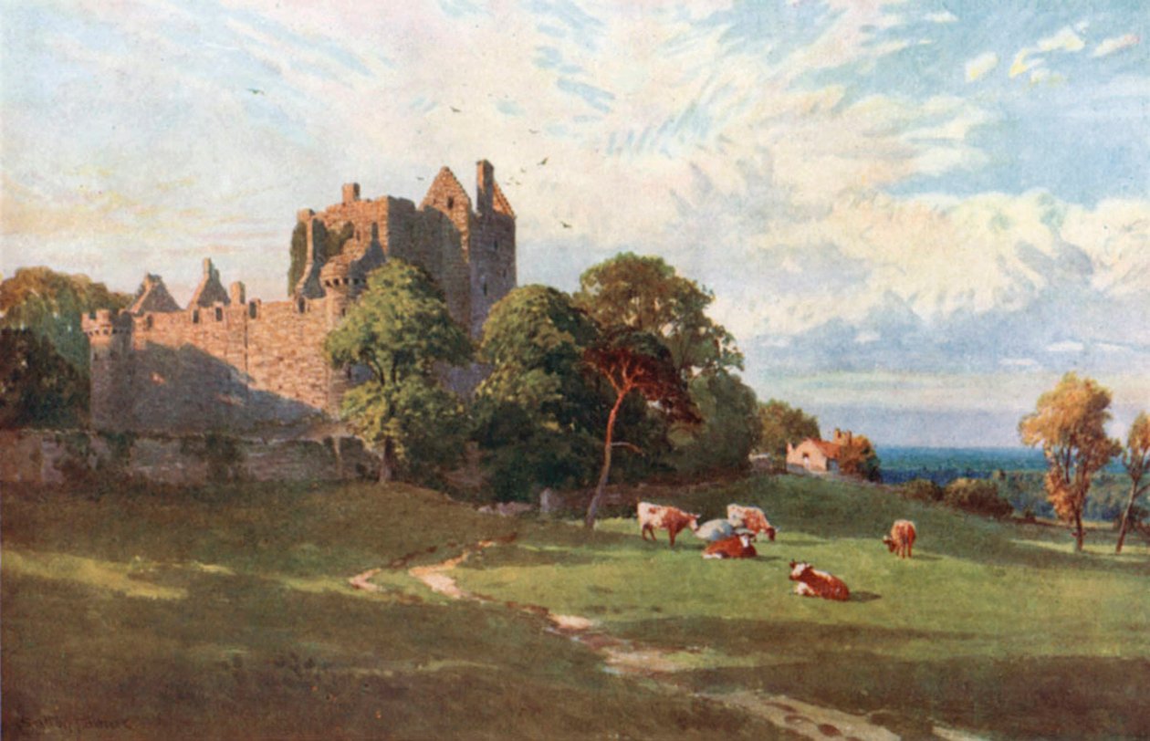 Craigmillar Castle, nær Edinburgh (farvelitografi) af Henry Sutton Palmer
