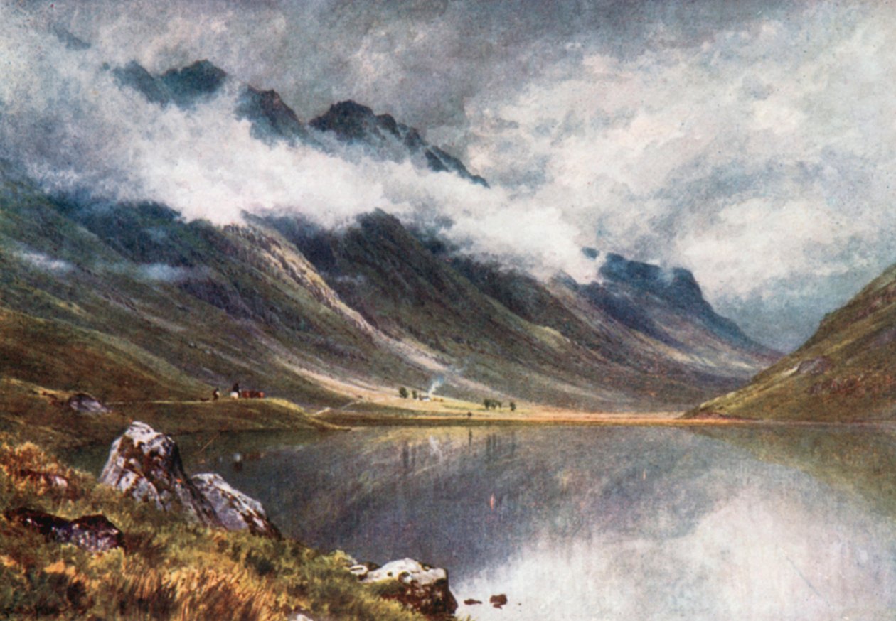 Loch Triochatan, indgangen til Glencoe, Argyllshire (farvelitografi) af Henry Sutton Palmer