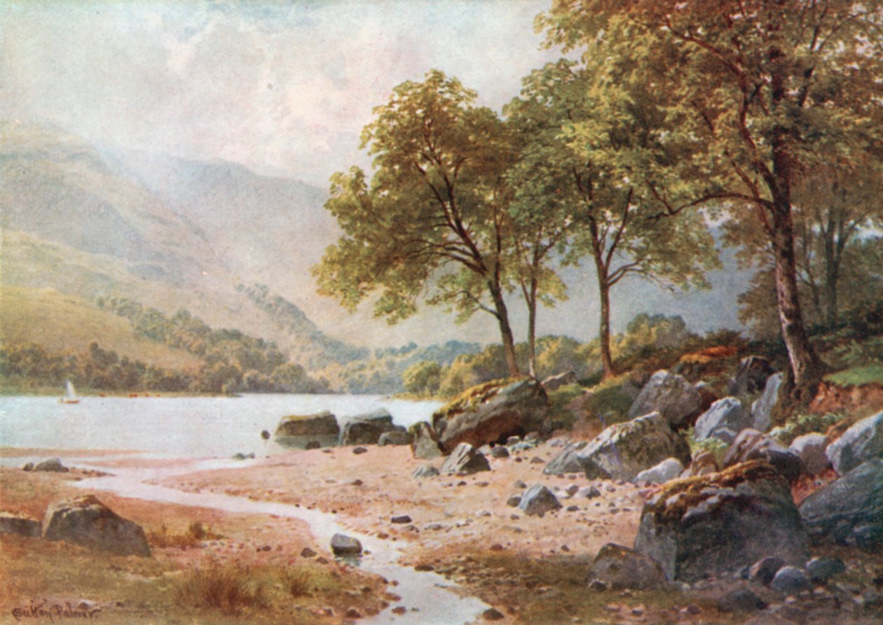 Nær Ardlui, Loch Lomond, Dumbartonshire (farvelitografi) af Henry Sutton Palmer