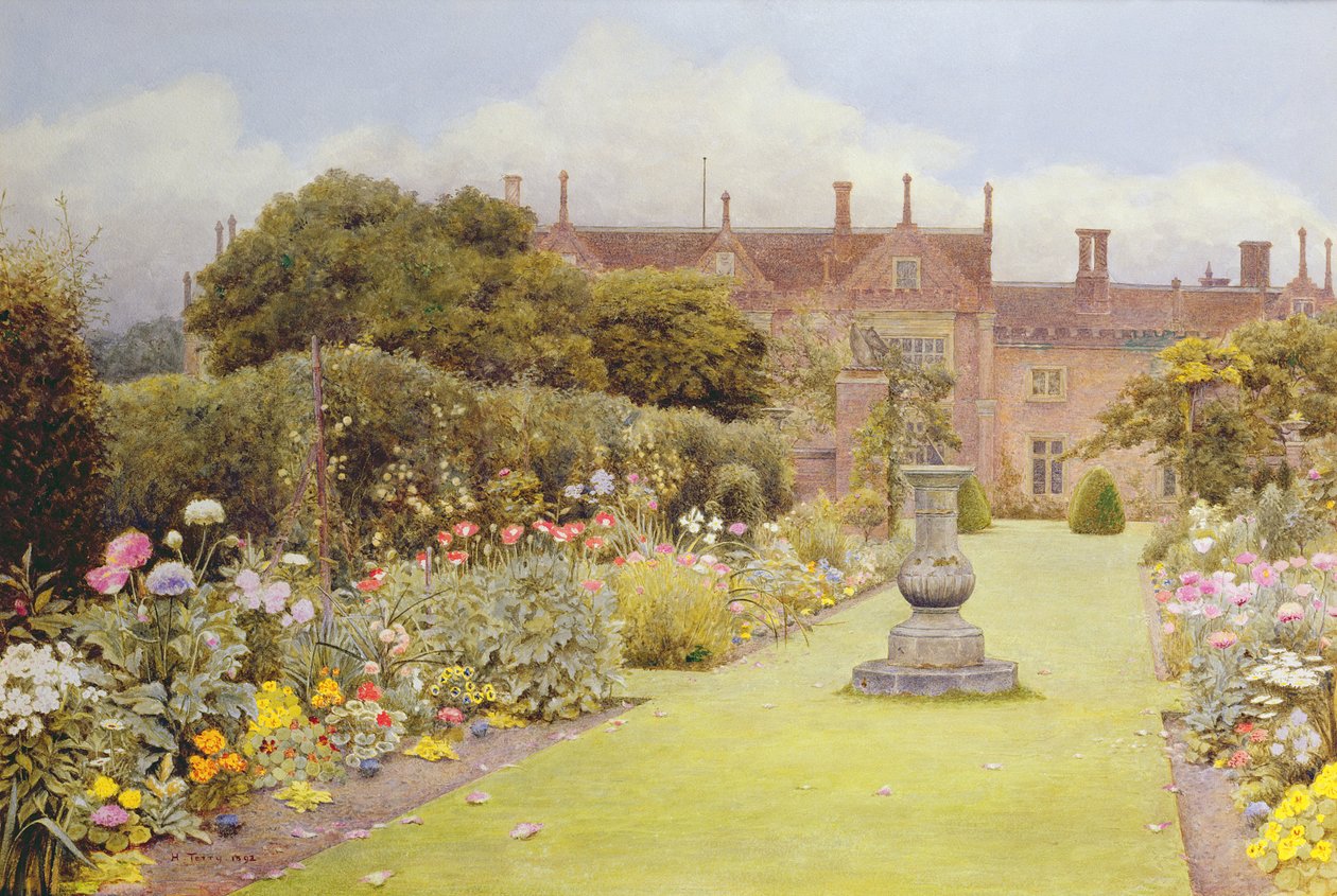 The Grass Walk, Helmingham Hall, 1892 (wc på papir) af Henry Terry