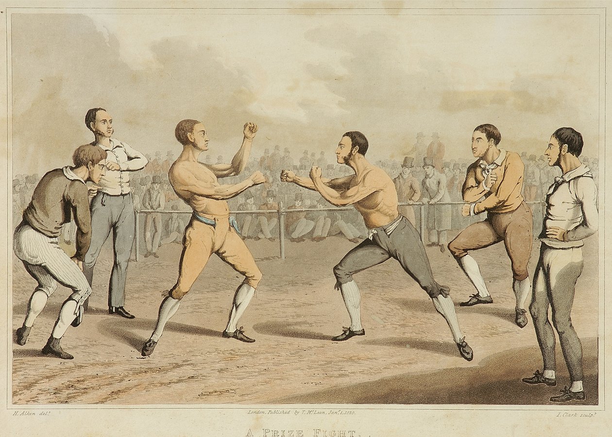 A Prize Fight, indgraveret af J. Clark, udgivet i 1820 (akvatinte) af Henry Thomas (after) Alken